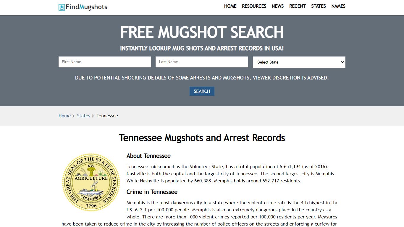 Find Tennessee Mugshots - Find Mugshots