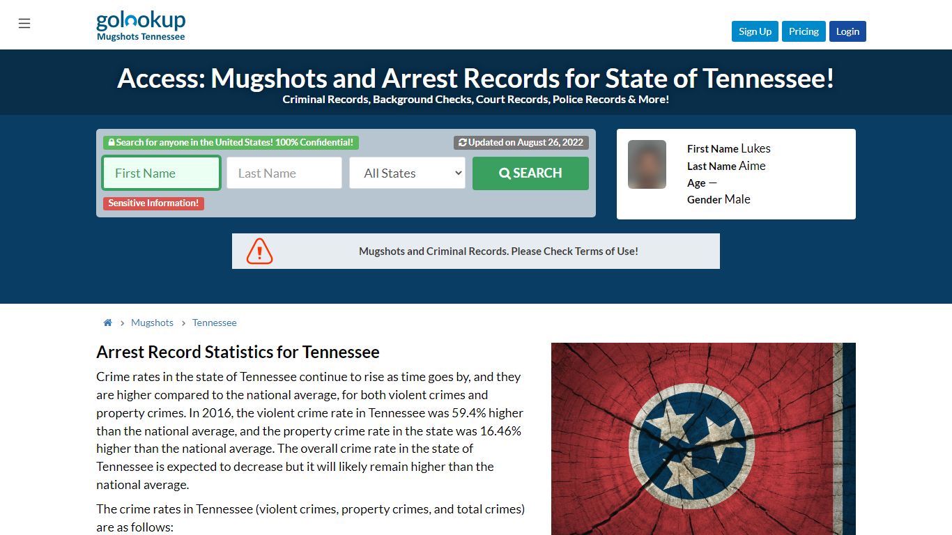 Mugshots Tennessee, Tennessee Mugshots, Tennessee Arrest Records - GoLookUp